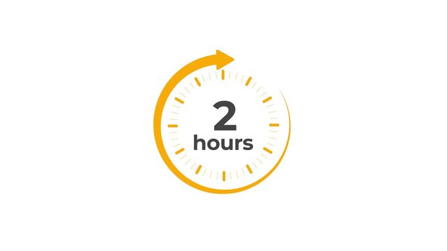 Clock 2 hours icon, isolated on transparent background with alpha channel Clock , timer time passage waiting time animation (4K) , 2 hours