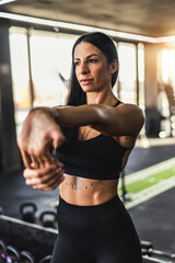 Strong Gym Woman Stretching