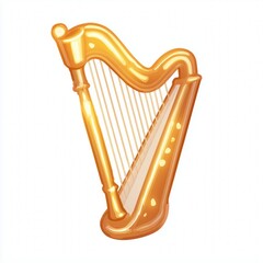 Golden harp illustration logo icon or button for application or web site