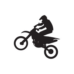 Fototapeta premium Jumping motocross silhouette. Dirt bike mid-jump silhouette with rider. perfect for motocross, youth sports and event promos. Scalable EPS/PNG.