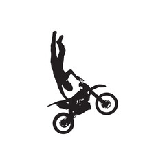 Freestyle motocross silhouette. Motocross rider performing the superman stunt. perfect for motocross, extreme sport and event graphics. Editable vector.