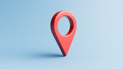 A vibrant red map marker stands out against a soft blue background, symbolizing location, direction, & navigation. It's clean design evokes pinpoint accuracy. 170/180