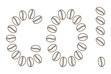 Outline Coffee Beans Made Word GO Minimalistic Flat Design Coffee Branding Icon design element idea. Isolated Vector illustration Motivation or Coffee Themed Cards Media Post Banner, leaflets, labels