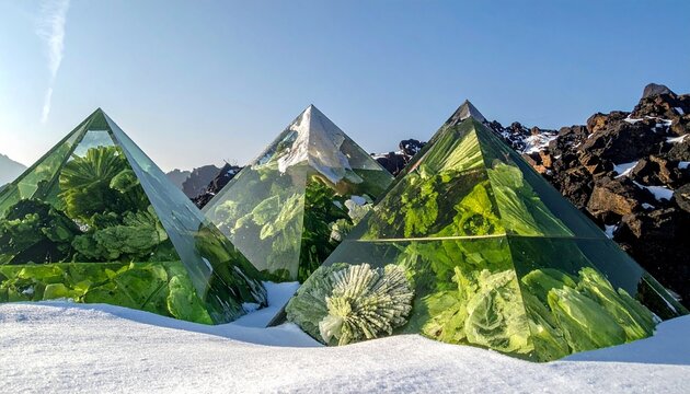 Mystical Crystal Formations - Apophyllite Pyramids with Stilbite Zeolite in Indian Deccan Trap Winter