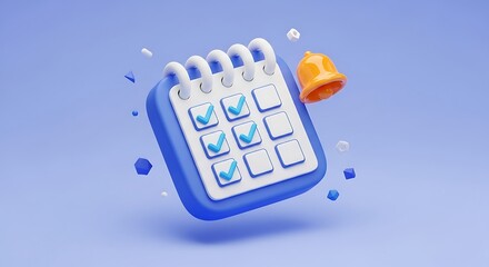 Calendar with checkmarks and notification bell icon