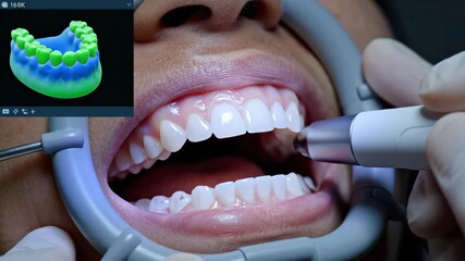 Witness the evolution of dental care as skilled professionals use cutting-edge technology to create detailed models and scans of patient smiles in a modern clinic. - Powered by Adobe