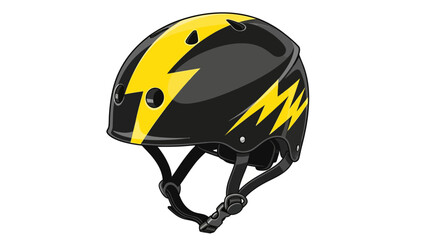Black and yellow skateboard helmet with lightning bolt graphics