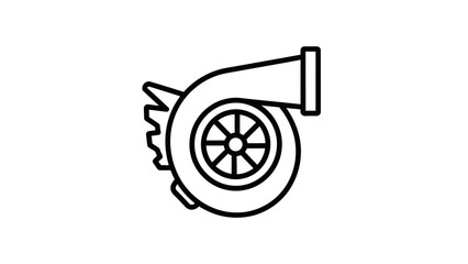Black and white outline icon of a turbocharger assembly viewed from the side