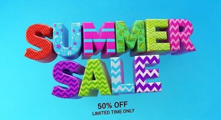 Colorful 3D summer sale promotional display