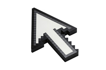 3D Computer Mouse Cursor Arrow Isolated on Transparent Background
