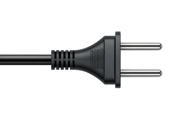 Two-Pin Power Plug Isolated on Transparent Background