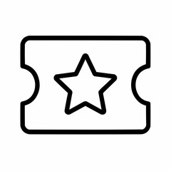 Line icon of a raffle ticket with star &mdash; entry ticket, black on white, square minimalist style