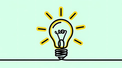 creative light bulb line art on mint green background representing modern business innovation technology solutions and digital transformation for success and startup growth