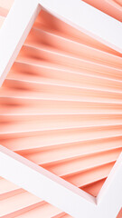 Abstract geometric composition with layered pink and white shapes creating depth and texture