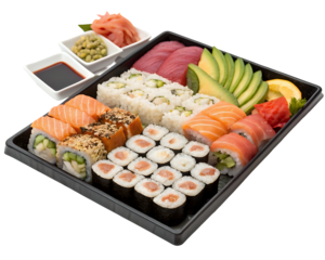 sushi on a plate ,isolated on transparent background png