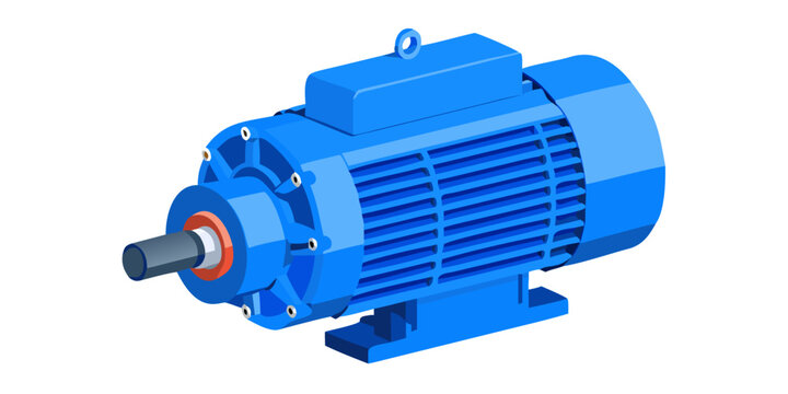Powerful Blue Industrial Electric Motor High-Res 3D Render: Automation, Manufacturing, Engineering Robust ACDC Drive, Heavy-Duty Machinery, Robotics Energy-Efficient Electromechanical Device.