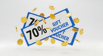 Gift voucher with 70% discount and gold coins