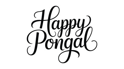 Happy Pongal elegant calligraphy typography design with artistic hand lettering isolated on white background for south indian harvest festival © Zavivec