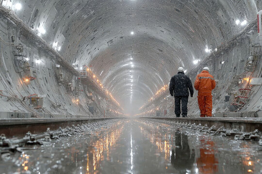 Construction of a large underwater tunnel across the Bering Strait between Russia and Alaska. Initial construction phase