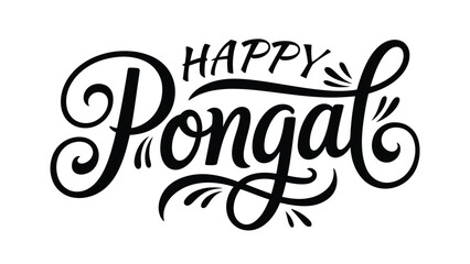 Happy Pongal elegant calligraphy typography design with decorative hand lettering isolated on white background for south indian harvest festival © Zavivec