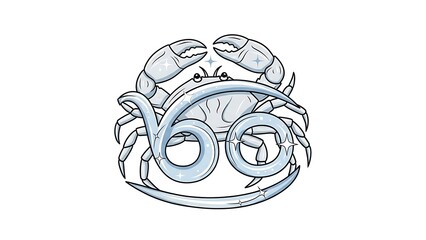 Zodiac Cancer symbol with sparkling crab illustration