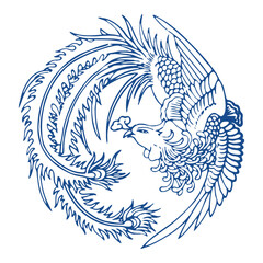 Fototapeta premium Chinese Blue and White Porcelain Pattern, Traditional Vector Design