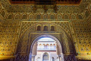 Hall of Ambassadors interiors in Seville Alcazar, Spain