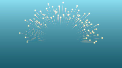 Abstract light effect with numerous bright sparks radiating upwards on a blue background, resembling a celebratory burst.