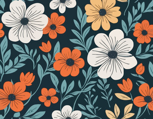 Floral Line Art Vector Illustration