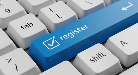 Register button on a computer keyboard close up