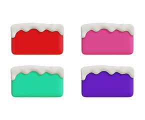 Square snow frames. 3D illustration.