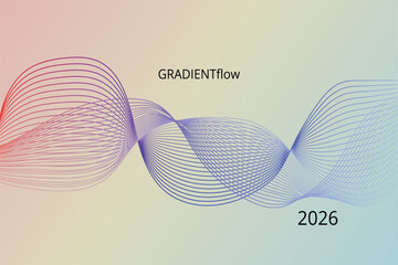 2026, Trendy and modern gradient fluid wave background