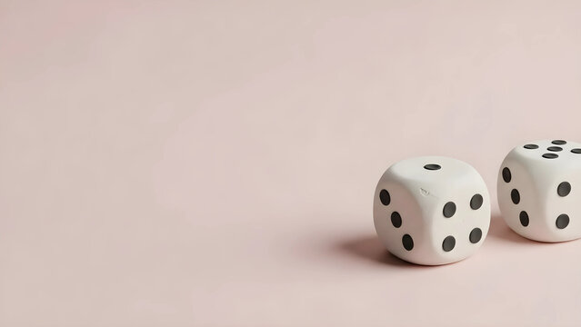 【3Dクレイアート】サイコロと広大な余白　ビジネスのリスクと確率を象徴する背景素材　手作り粘土風　運や戦略的勝負のイメージ