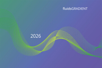 2026, Trendy and modern gradient fluid wave background