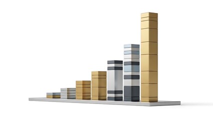 Rising financial bar chart in a bright tone