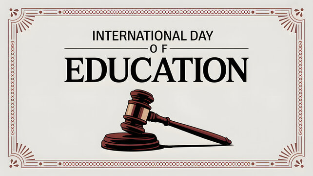 International Education Day Awareness Design with Justice Symbol