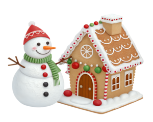 snowman gingerbread christmas ,isolated on transparent background png