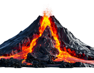 Fiery eruption from a majestic volcano spewing molten rock