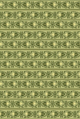 Large buds of unusual plants, framed by foliage, are located on horizontal stripes and create a seamless vector pattern.