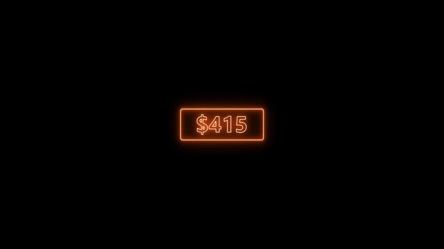 Abstract red neon 8 hundred dollar counter animation on black screen. 800 dollar counting. Counting money, Digital currency dollar counter from 0 to 800.