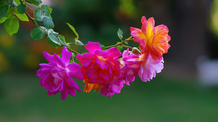 multiple. Multiple colored roses blooming on a single stem with interwoven petals. gardening catalogs, home-decor guides, designed for home decor and floral branding, enhances decor appeal.
