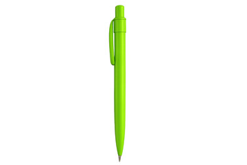 Green ballpoint pen representing writing, education, office supplies, creativity, and communication, with transparent background