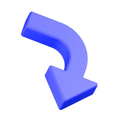 down arrow icon 3d render blue button