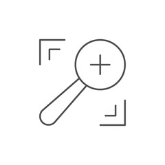 Zoom in line outline icon isolated on white. Vector illustration