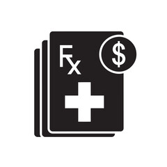 Obraz premium Prescription document with medical cross and dollar sign icon health care