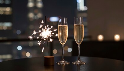 Celebration Sparkling Cheers Under City Lights