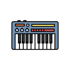 Electronic Keyboard Synthesizer Icon Vector