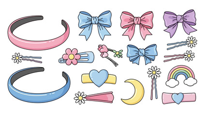 Cute Hair Accessories with Moon and Heart Elements
