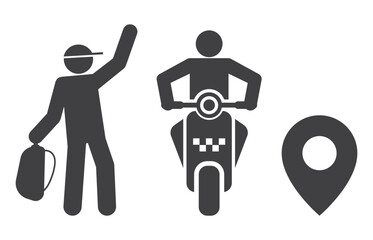 motorbike scooter taxi and passenger icon