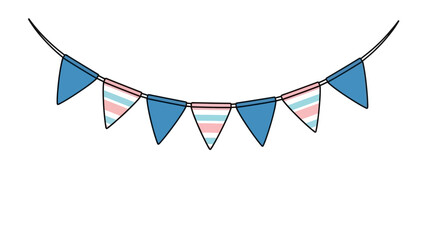 Festive Bunting Banner with Blue and Light Pink Decorative Flags